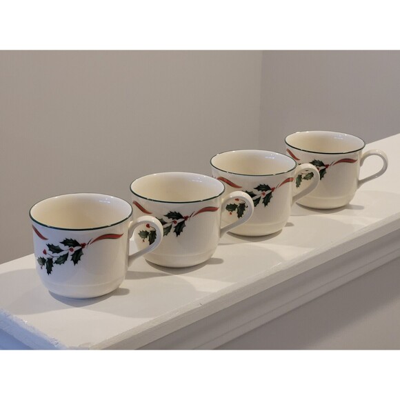 Lenox Country Holly Tea Cups Set of 4 -Made In USA - Picture 3 of 6